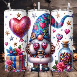 Handcrafted Valentine Gnome 20oz tumbler